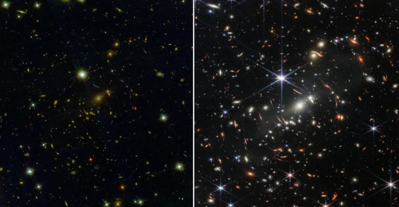 NASA James Webb vs. Hubble Telescope Images
